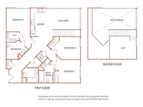 Floor plan for 3 beds, 3 baths, 1322 sqft